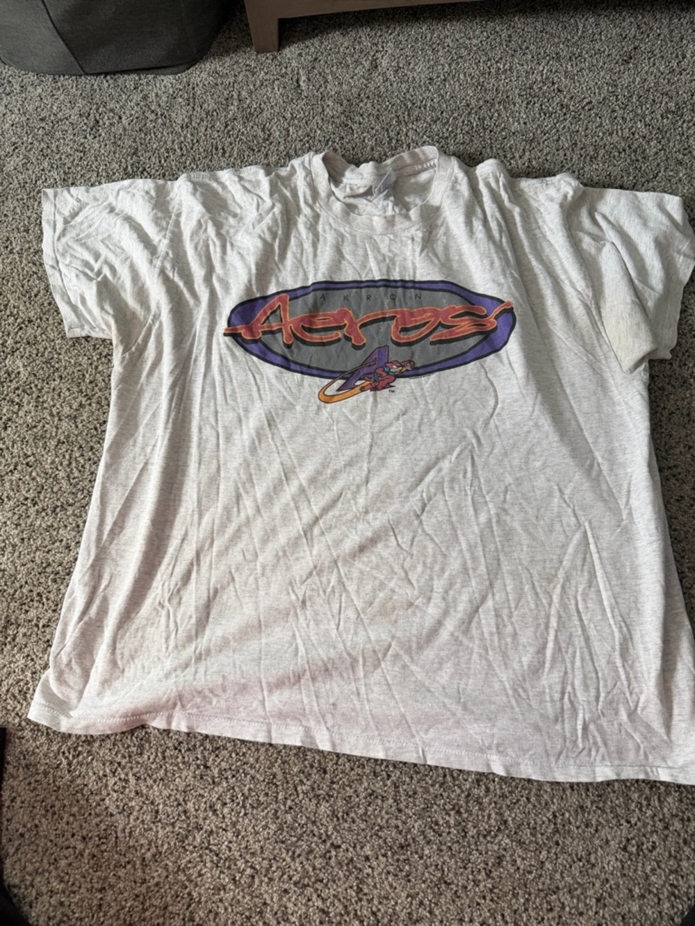 Delta White Graphic Crewneck Tee with Purple & Red Logo